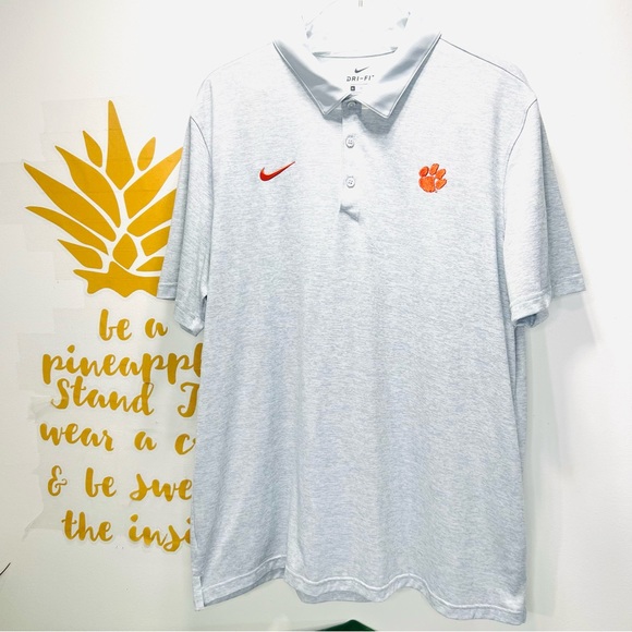 Nike Other - NIKE DRI-FIT Polo Shirt Clemson Logo Heathered Gray Short Sleeve XL